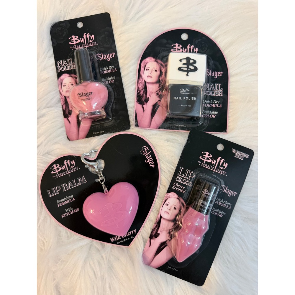 Buffy The Vampire Slayer Makeup Set Nail Polish Lip Gloss Balm Keychain 4pc New